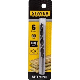Сверло спиральное по дереву М-образная заточка M-type Professional (6х90х50 мм; HCS) Stayer 2942-090-06_z02