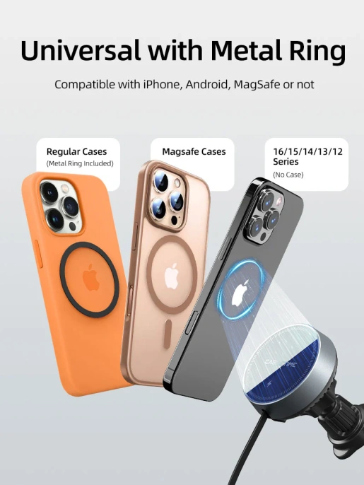 Беспроводное зарядное устройство CABLETIME CE13B (CT-WPH02-PG) для автомобиля