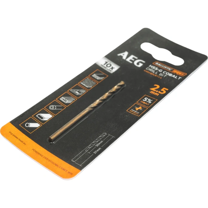 Сверло по металлу HSS-Co (2.5х30х57 мм) AEG AAKHSSCBT2-5 4932479324