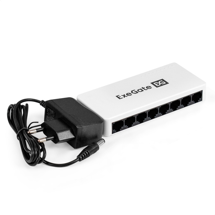 Коммутатор неуправляемый ExeGate EDES-1008C (8-портовый UTP 10/100Mbps, с функцией энергосбережения (Green Ethernet Technology), настольный/настенный) EX298686RUS