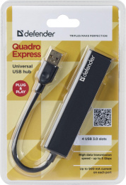 Defender Универсальный USB разветвитель Quadro Express USB3.0, 4 порта (83204)