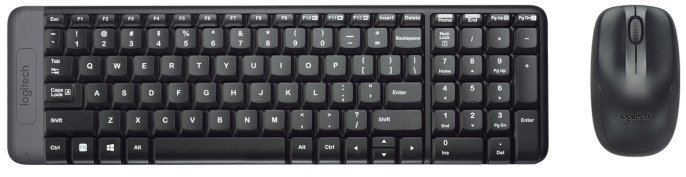 Комплект (клавиатура+мышь) Logitech MK220, USB, беспроводной, с гравировкой, черный [920-003236]