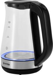 Чайник электрический Vitek VT-1181 1.7л. 2200Вт черный корпус: стекло