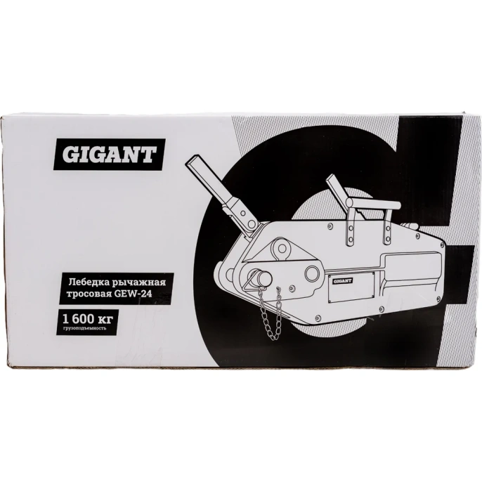 Рычажная тросовая лебедка Gigant 1,6 т, L=20м GEW-24, Диаметр троса 11мм, МТМ 1600