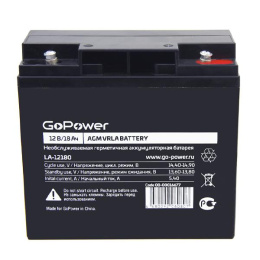 Аккумулятор свинцово-кислотный LA-12180 12V 18Ah GoPower 00-00016677
