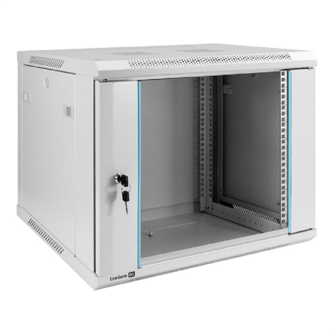 Exegate EX298601RUS Шкаф телекоммуникационный 19" настенный 9U ExeGate EC-WM-9U.450.G.GREY 19”, 9U, 600x450x500mm ШхГхВ , передняя дверь закаленное стекло, съемные боковые панели, пыле- и влагозащит