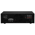 Мини-усилитель ITC T-B120, USB, SD-карта, FM-приёмник, Bluetooth; выходная мощность: 120 Вт; выход: 70 В / 100 В; частотный диапазон: 80 Гц…16 кГц; входы: 1 х микрофонный TRS 6,3 мм, 2 х линейный RCA