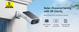 Видеокамера Baseus S0003300 Security S1 Lite 2K White S00033 разрешение видео: 2K 2304p , угол обзора: 135°, ночное видение: 6 м, питание: аккумулятор 5200 мАч, кодирование
