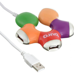 Разветвитель USB 2.0 Buro BU-HUB4-0.5-U2.0-Flower 4порт. разноцветный