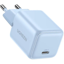 Сетевое зарядное устройство UGREEN X512-55555 USB-C 20W PD Mini GaN Tech Charger Blue (быстрая зарядка, выходная мощность: 20 Вт, USB-C выход: 5V/3A, 9V/2.22A, 12V/1.67A, 3.3-5.9V/3A, 3.3-11V/1.8A)