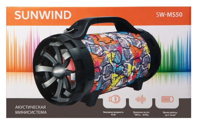 Музыкальный центр SunWind SW-MS50, 45Вт, с микрофоном, Bluetooth, FM, USB, SD/MMC, черный