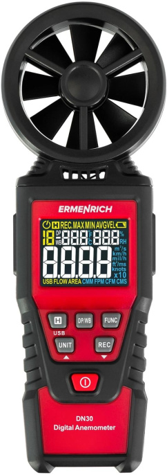 Анемометр-термометр Ermenrich Seek DN30 портативный крыльчатый красный/черный 82973