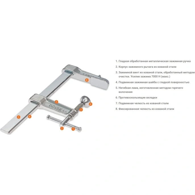 Столярная F-образная струбцина KANCA 120x500 мм, 60108010050