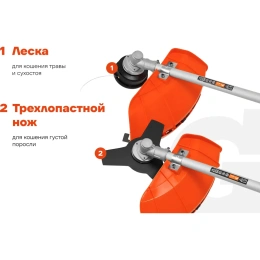 Электрический триммер Gigant с верхним положением двигателя 1,5 кВт, леска-нож GTOP-01