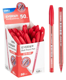 Ручка шариков. Deli EQ19-RD красный d 1мм красн. черн.