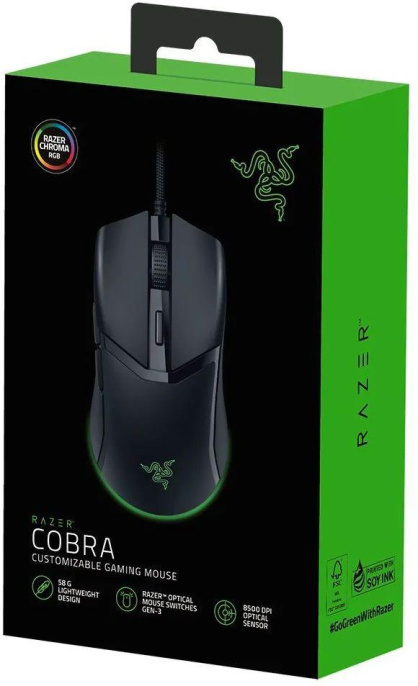 Мышь проводная Razer Cobra, игровая, оптическая, USB, 8500dpi, черный [rz01-04650100-r3m1]