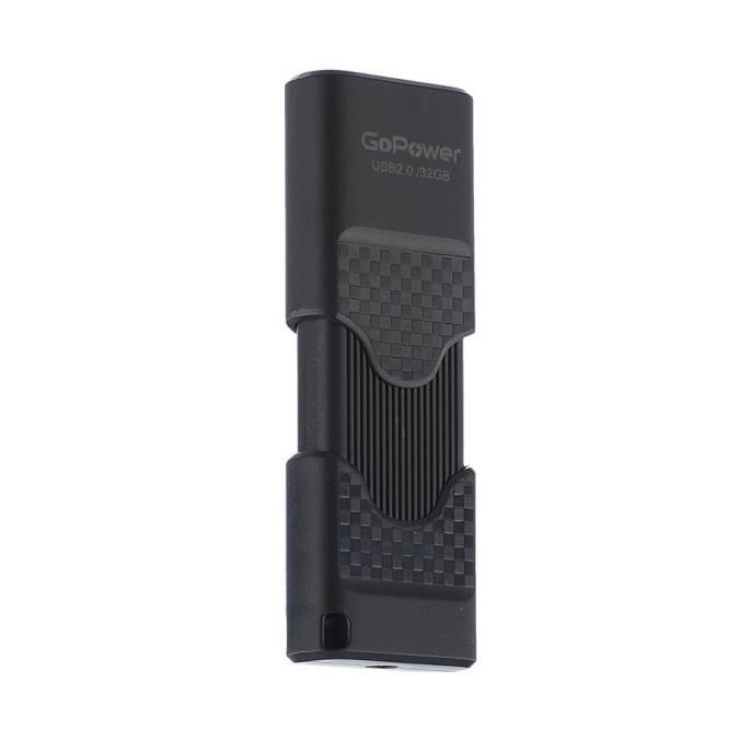 Флеш-накопитель GoPower SLIDER 32GB USB2.0 пластик черный матовый 1/50/1000