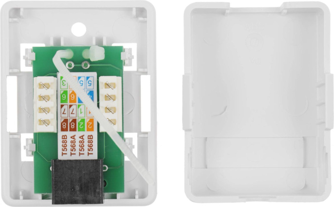 Розетка Hyperline SB1-1-8P8C-C5E-WHRJ45 1 кат.5E UTP бел. упак.:1шт