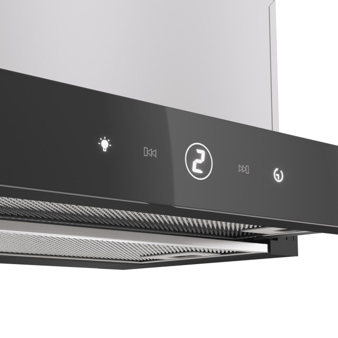 Вытяжка Franke Best TOUCH BK 60, 60см, 750 м3/ч, сенсорное управление, LED освещение, Угольный фильтр Ф-07 приобретается отдельно , цвет: нержавеющая сталь, лицевая планка: черное стекло 315.0702.966