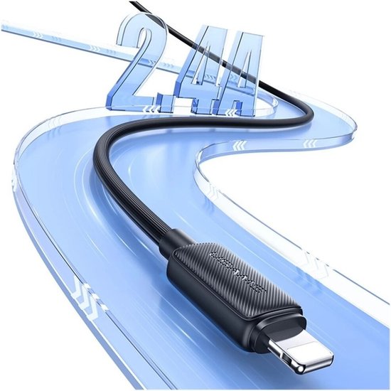 Кабель Usams US-SJ689 Lightning 2.4A Striped Data Cable-KY Series 1m Черный (SJ689USB01)