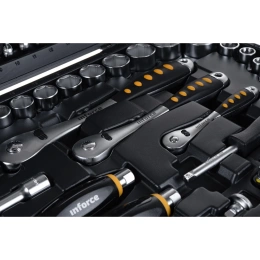 Набор инструментов Inforce 120 предметов 1/2" & 3/8" & 1/4", Сталь Cr-V, Профессиональный, 06-07-20