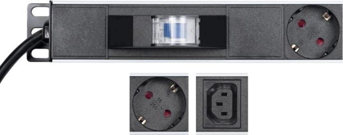 Блок распределения питания REXANT 04-0202-2,  вертикал.размещ.,  SchukoХ10,  C13Х10,  Тип вход. тока 16A,  2м