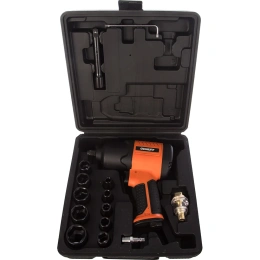 Ударный пневмогайковерт (720 Нм; 1/2"; кейс) Gigant PW 720 + набор головок