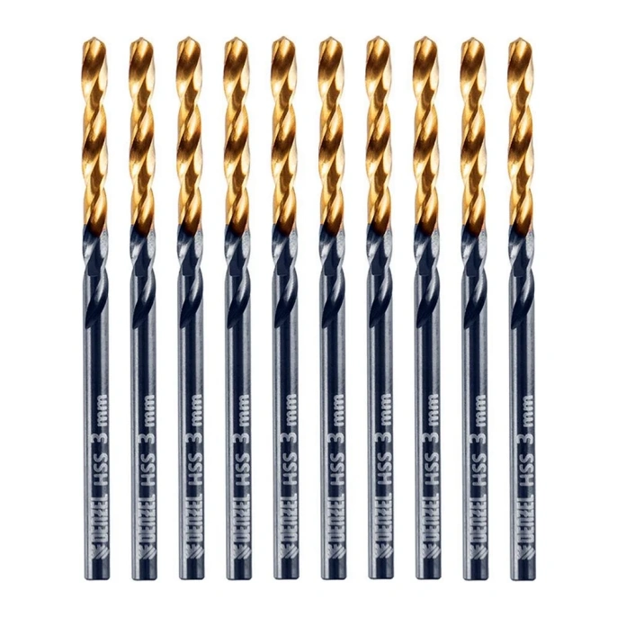 Сверло по металлу Golden Tip 3 мм, HSS-Tin, 10 шт, DIN 338 Denzel 717205