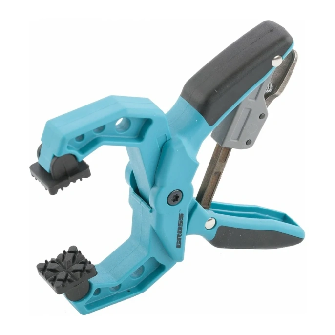 Клещеобразная струбцина, пластиковый корпус, храповый механизм жесткой фиксации, 1-1/2"/38 мм GROSS 20801