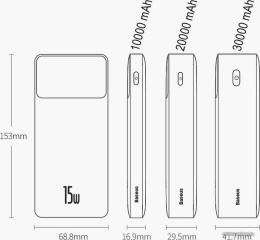 Портативное зарядное устройство Baseus PPBD050002 Bipow Digital Display Power Bank 10000mAh 15W White модель PPBD10 Overseas Edition, в комплекте кабель USB-Micro USB, 25 см