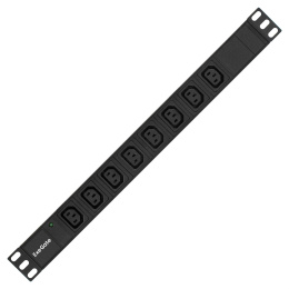 Блок розеток с кабелем с евровилкой ExeGate ServerPro PDU-19H809 Al-8C13-EU2.5CU (19", 1U, Алюминий, 8 IEC 320 C13, кабель с евровилкой VDE-250V-16A-3*1.5mm2, медь, 2.5 метра, индикатор питания, черный, RTL) EX280855RUS
