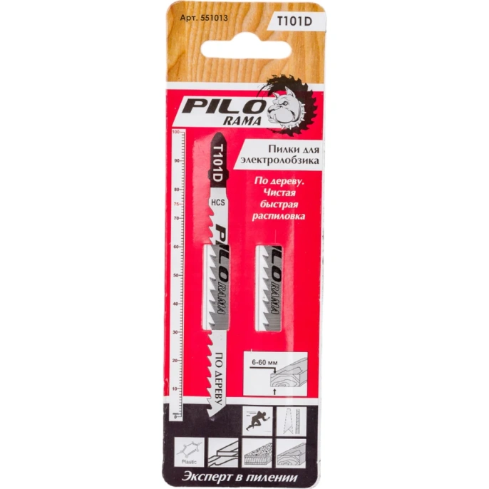 Пилки T101D 2 шт; 6 TPI; 100x75 мм; h 6-60 мм по дереву и ламинату Pilorama 551013