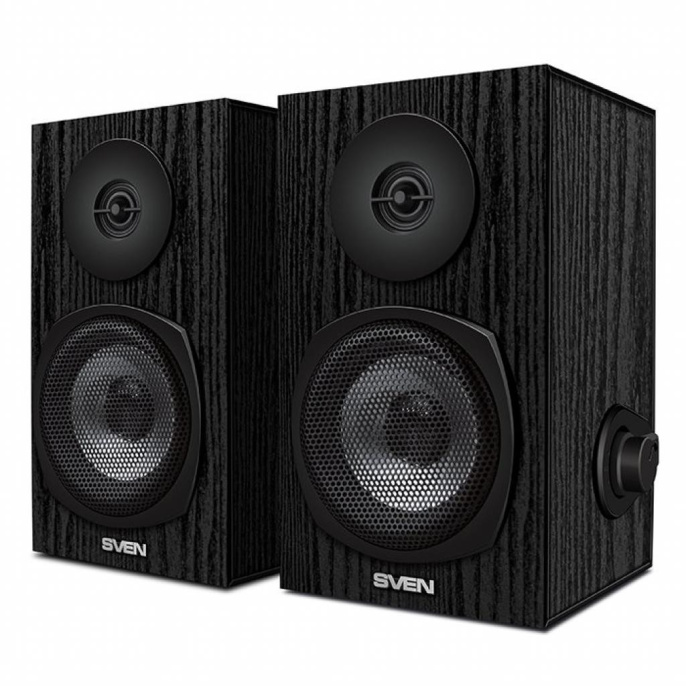 Акустика Sven SPS-575 Black SV-016166 80 Гц -20 кГц, 2x3W, питание через USB-порт ПК, ноутбука или адаптер 5V DC, материал корпуса колонок: дерево