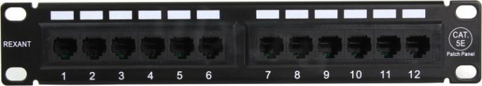 Rexant 04-0025 Панель коммутационная 10", 1U, 12 портов UTP, RJ-45, CAT 5e