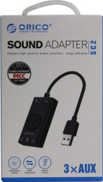 Звуковая карта Orico SC2-BK USB адаптер для наушников с микрофоном