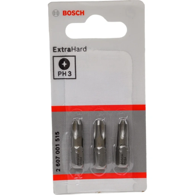 Бита Ph3 3 шт. (25 мм; Extra Hart, хвостовик шестигранный 1/4") Bosch 2607001515