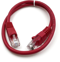 Патч-корд Buro литой (molded), UTP, кат.5E, 0.25м, 4 пары, 26AWG,  алюминий омедненный,  многожильный,  красный