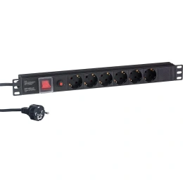 Блок розеток ExeGate ServerPro PDU-19H606 Al-6S-EU2CU-SW-O, 19, 1U, алюминий, 6Sch, евро, 2м, защита перегрузки 280831