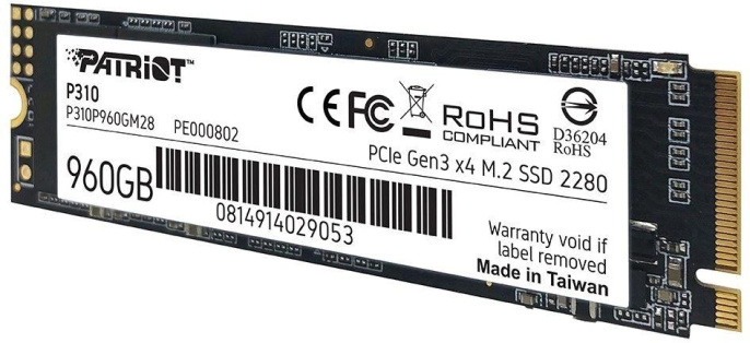 PATRIOT MEMORY Накопитель SSD Patriot PCIe 3.0 x4 960GB P310P960GM28 P310 M.2 2280