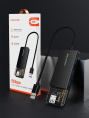 Концентратор  CABLETIME CB01B (CT-HUBT1-PB) 4 порта, 5Gbps, 0.15 м, с блоком питания, USB-хаб для ноутбука и ПК