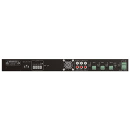 Мини-усилитель ITC T-B60, USB, SD-карта, FM-приёмник, Bluetooth; выходная мощность: 60 Вт; выход: 100 В / 4-16 Ом; частотный диапазон: 80 Гц…16 кГц; входы: 1 х микрофонный TRS 6,3 мм, 2 х линейный RCA