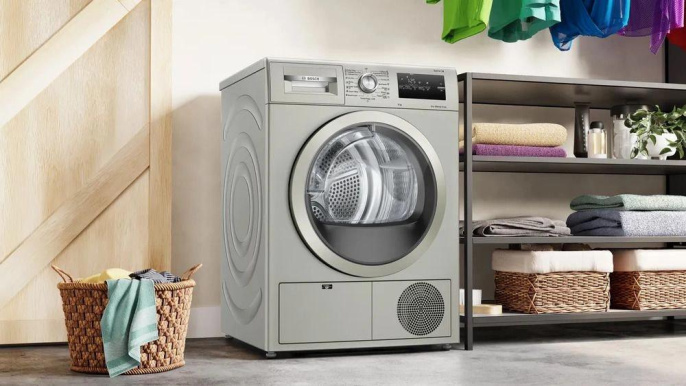 Сушильная машина Bosch Serie 4 WTN86202ME серебристый, с английской панелью управления