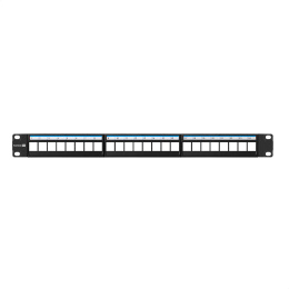 Патч-панель модульная ExeGate EPPB-19-24 19", UTP, 24 port, наборная, неэкранированная, 1U, RoHS, с кабельным органайзером, Black, RTL EX297320RUS