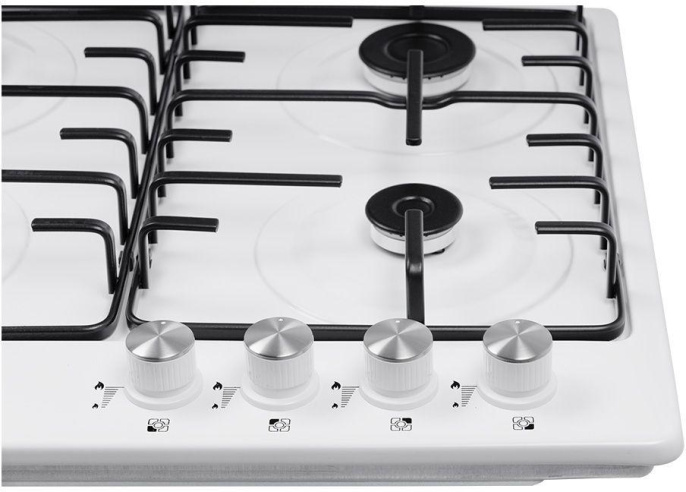 Газовая варочная панель NORDFROST HS 6040 W, 4 конфорки, эмалированная сталь, белый