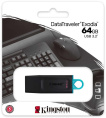 Накопитель USB Kingston DataTraveler Exodia 64GB Черный/Голубой (DTX/64GB) (совместимость с USB 3.2 Gen 1, с колпачком, пластик)