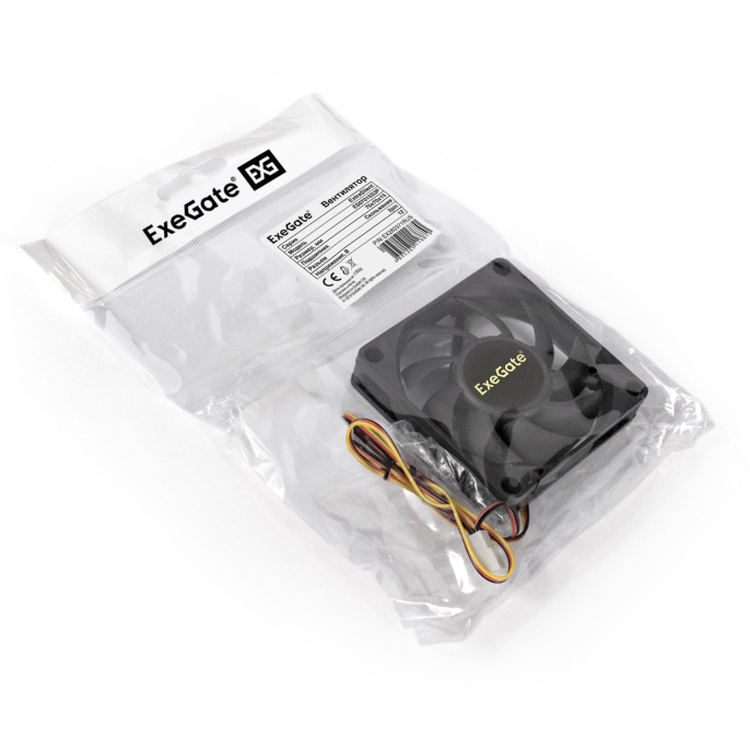 Вентилятор 12В DC ExeGate ExtraSilent ES07015S3P (70x70x15 мм, Sleeve bearing (подшипник скольжения), 3pin, 2000RPM, 18dBA) EX283371RUS
