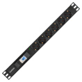 Блок розеток с автоматом защиты ExeGate ServerPro PDU-19H610 Al-6S-EU2.5CU-1P (19", 1U, Алюминий, 6*EU/Тип F(Schuko), Евровилка EU/Тип F(Schuko) VDE-250V-16A-3*1.5mm2, медь, 2.5 метра, защита от перегрузки, черный, RTL) EX280835RUS