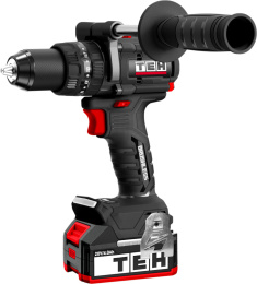 Дрель-шуруповерт TEH TDBL1520-1B (напряжение: 20 В, обороты: 0-500/2200 об/мин, крутящий момент: 150 нм, быстрозажимной патрон: 13 мм, в комплекте: крюк для ремня, комплектация: акб 4 ач, зу, кейс stack)