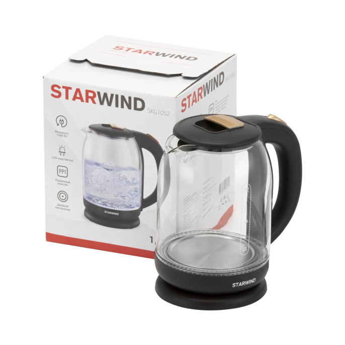 Чайник электрический Starwind SKG1052 1.8л. 1500Вт темно-коричневый/бронзовый корпус: стекло
