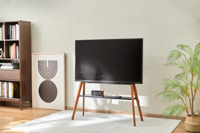 Подставка для телевизора Cactus CS-ST3647BKWN, 49-75", напольный, черный  / орех